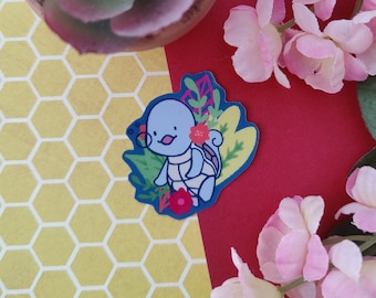 Poke Gen 1 Starter Garden Sticker - Squrt - Glossy Sticker - 1.5 Inches