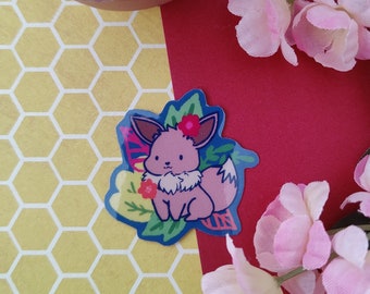 Poke Gen 1 Starter Garden Sticker - Eve - Glossy Sticker - 1.5 Inches