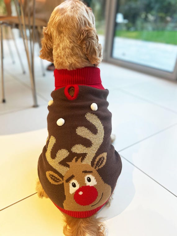 Christmas Sweater Reindeer Dog Jumper Rudolf Christmas Dog Jumper