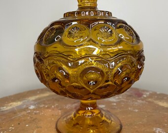 Smith Amber Moon and Stars Nappy Style Candle Holders L.E