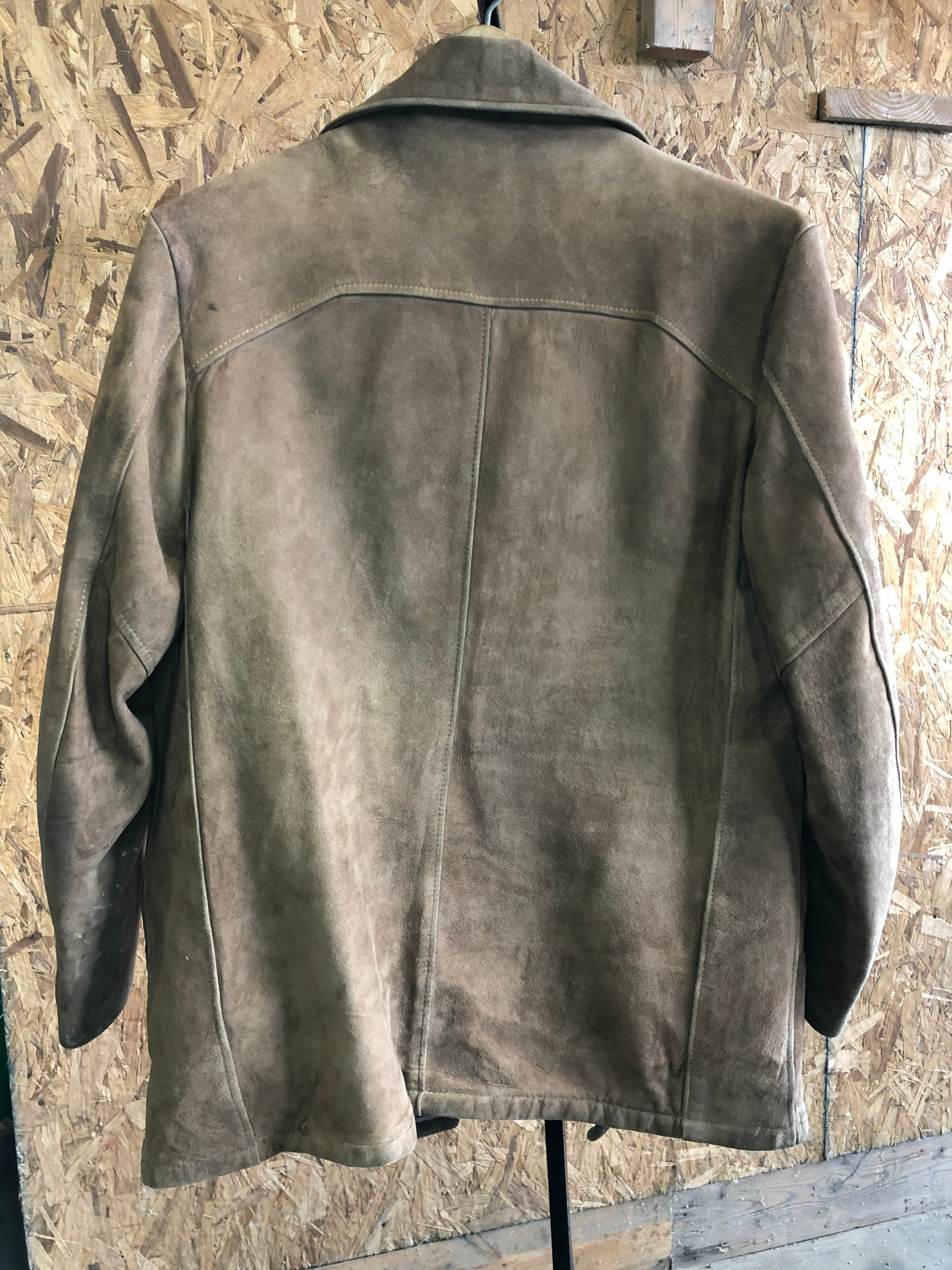 Vintage Brown Suede Button up Mcgregor Warm Winter Jacket With