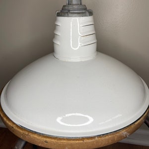 Vintage 14” White Industrial Gas Station Miller Porcelain/Enamel Light