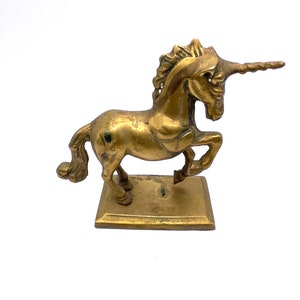 Vintage Standing Brass Unicorn on Base