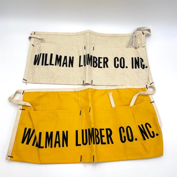 Pair of Vintage Advertising Carpenter Cloth Nail Aprons- Willman Limbar Company