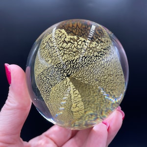 Vintage Handblown Gold Leafing/Aventurine Swirl Paperweight