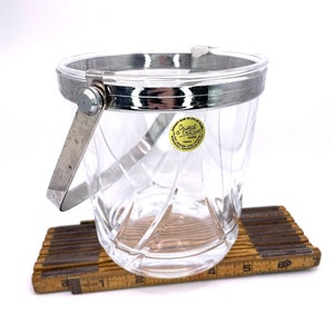 Vintage French G Durand Crystal 24% Lead Crystal Ice Bucket with Metal Handle
