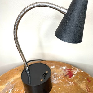 Vintage Mid Century Black Tensor Adjustable Desk Lamp with Silver Gooseneck