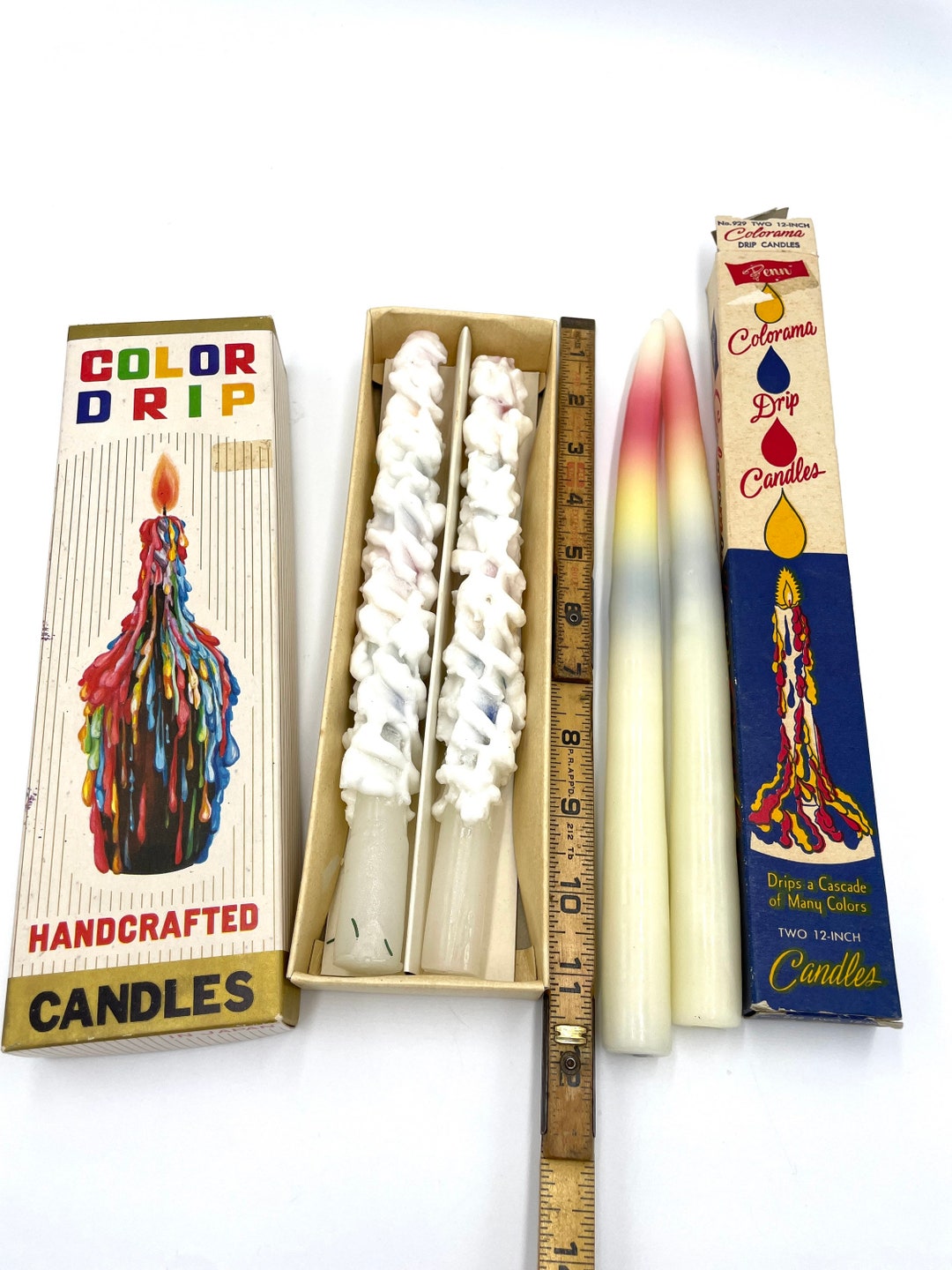 Lot of 4 NOS Vintage Color Drip Candles Etsy