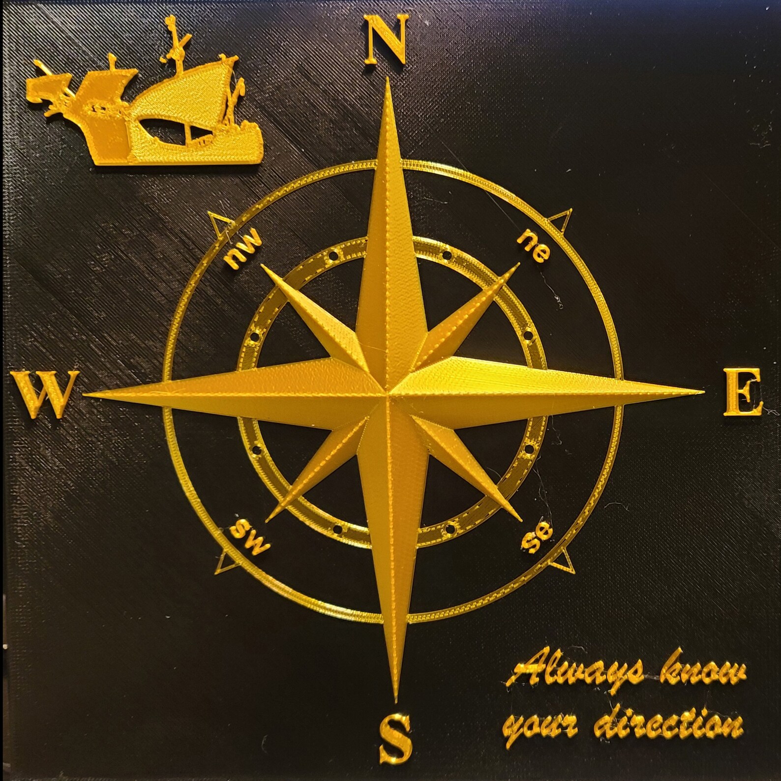 Custom 3D Printed Nautical Compass Wall Hanging with Personal Etsy