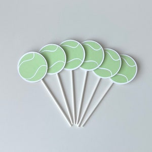 Tennis Cupcake Toppers - Tennis Party - Tennis Cake - Tennis Dessert - Tennis Ball Toothpicks - Party Decor Set of 12 Toppers