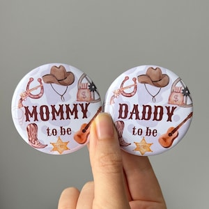 Cowboy Baby Shower Pin: Mommy/Daddy To Be Badges Gender Reveal
