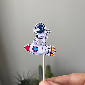Astronaut Theme Cupcake Toppers, Outer Space Cupcake Toppers, Two the Moon, Space Party Decor, Rocket Ship, Solar System Picks