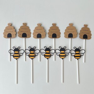 Bee Cupcake Toppers, Bee Hive Cupcake Toppers, Bumble Bee Cupcake Toppers, Happy Bee Party, Birthday Decorations, Party Decor