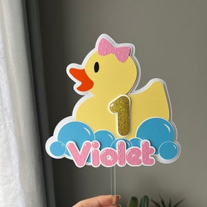 Girl Rubber Duck Cake Topper, Rubber Ducky Cake Topper, Rubber Duck Party Decor, Rubber Duckling Birthday Smash Cake Topper, Splish Splash