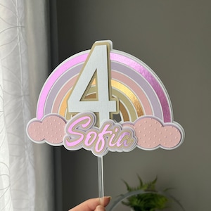 Rainbow Cake Topper, Rainbow Birthday Cake Topper, Custom Rainbow Cake Topper, Rainbow and Clouds Cake Topper, Rainbow Decoration