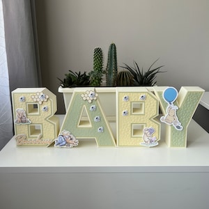 Classic Winnie the Pooh Baby Shower, Neutral Gender Winnie the Pooh 3D Letters, Baby Shower Decor, Candy Table Centerpiece