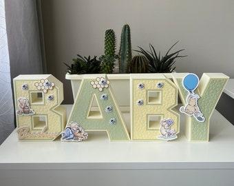 Classic Winnie the Pooh Baby Shower, Neutral Gender Winnie the Pooh 3D Letters, Baby Shower Decor, Candy Table Centerpiece