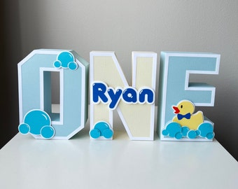 Rubber Duck 3D Letter, Boy Birthday Party Decor, Custom Nursery Name