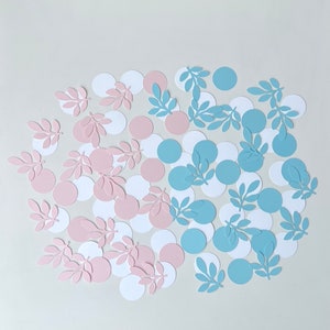 Floral Gender Reveal Baby Shower Confetti, Pink or Blue, Girl or Boy Die Cut, Blue vs Pink Team, He or She Confetti, Set of 100 Confetti