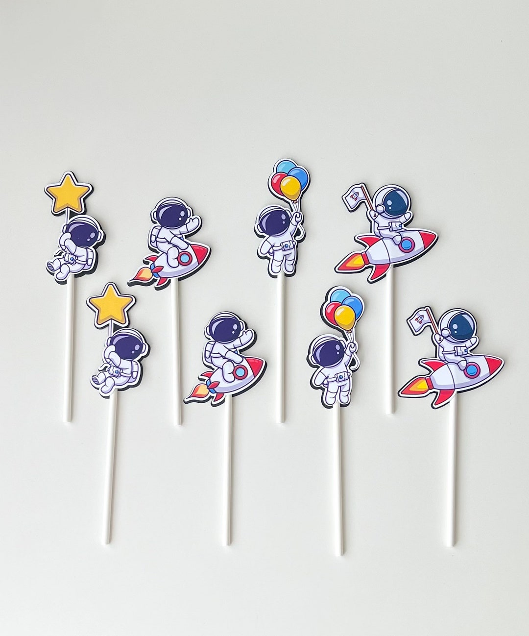 Astronaut Theme Cupcake Toppers Outer Space Cupcake Toppers Etsy