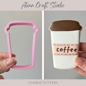 Coffee Cup Cookie Cutter, Paper Coffee Drink Cookie 3D Printed Cutters, Fondant Cutters, Polymer Clay Cutters