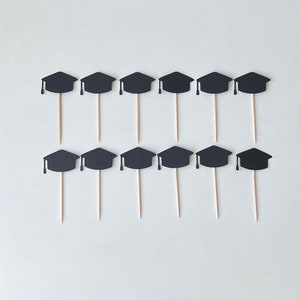 Graduation Cupcake Toppers, Graduation Hat Cupcake Toppers, Graduation Cap Toppers, Graduation Party Decor, 2024 Graduation Appetizer Picks