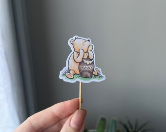 Classic Winnie the Pooh Birthday Cupcake Toppers, Winnie the Pooh Baby Shower Party Decor, Winnie Theme Cupcake Toppers, Set of 12
