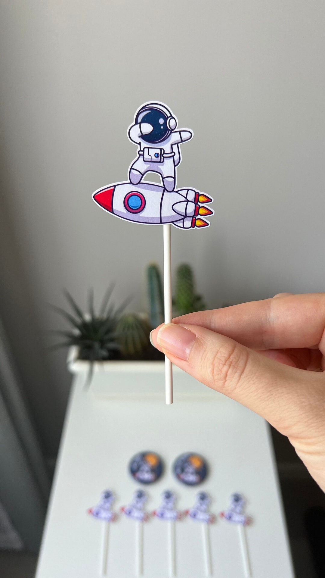 Astronaut Theme Cupcake Toppers, Outer Space Cupcake Toppers, Two the