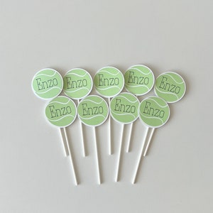 Tennis Cupcake Toppers, Tennis Player, Tennis Fan Party, Tennis Cake, Tennis Dessert, Tennis Ball Candy Table, Party Decor Set of 12 Toppers