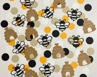 Bee & Hive Confetti – Baby Shower or Birthday Table Decorations, Set of 100