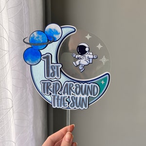 First Trip Around the Sun Cake Topper, Space Cake Topper, Astronaut Cake Topper, Outer Space Cake Topper, Boy Outer Space Cake Topper