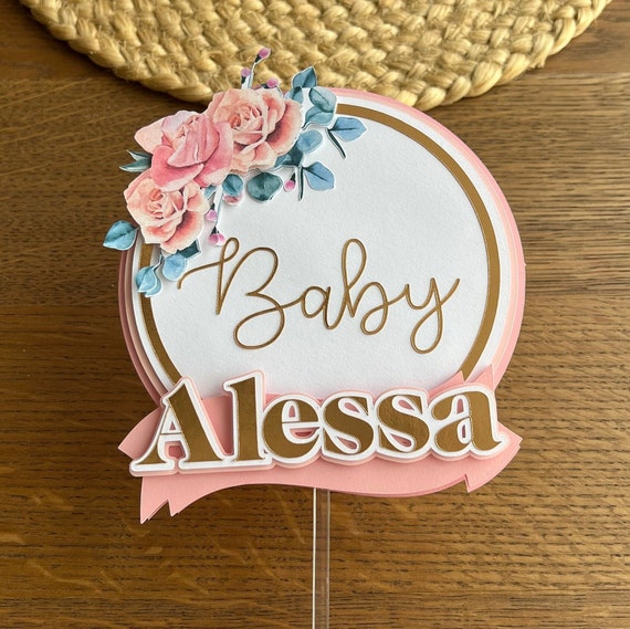 Baby Girl Shower Cake Topper Baby Shower Cake Topper Roses Etsy