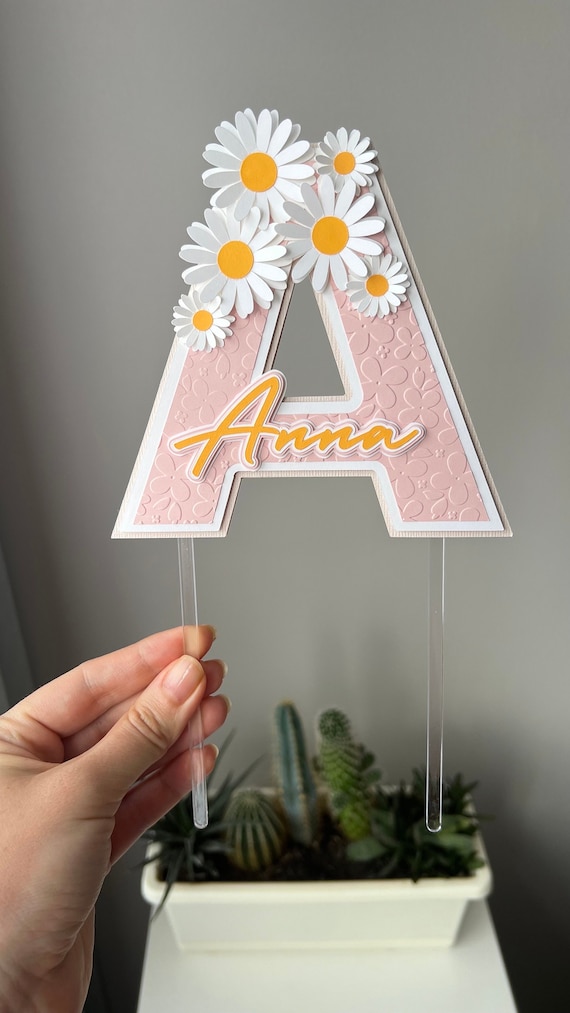 Daisy Birthday Cake Topper, Flower Cake Topper