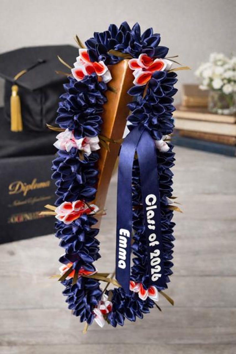 Handmade Satin Ribbon Flower Graduation Lei - Etsy