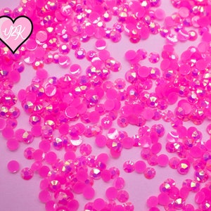 Y2K 4mm Hot Pink AB Jelly Flatback Rhinestones - Color: Y2K - 4mm Rhinestones - Good Quality Resin Rhinestones - 1000 Count