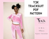 Y2K Tracksuit PDF Digital Sewing Pattern - Hoodie Sewing Pattern, Sweatpants Sewing Pattern, Y2k Sewing Pattern for Women