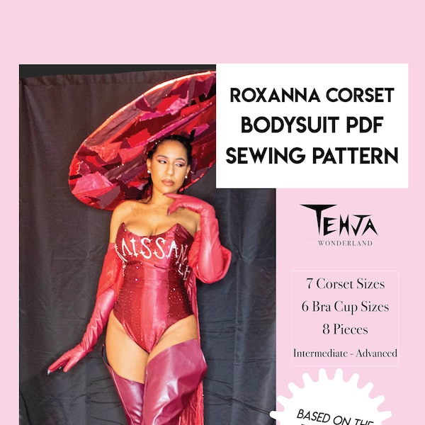 Roxanna Corset Bodysuit PDF Digital Sewing Pattern - Comes in 7 Sizes - Y2K Halloween Costume - Bunny Suit Cosplay Pattern - Corset Pattern