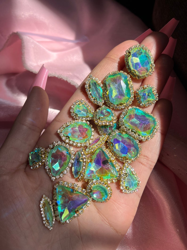 Bubbles Gold Rhinestone Claw Setting Bank Vault Gems - Multi-size Glass ...