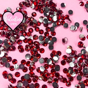 Valentina 5mm Red Flatback Rhinestones - Color: Valentina - 5mm Red Rhinestones - Good Quality Resin Rhinestones - 1000 Count