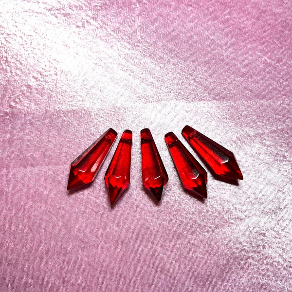 Roses (Red) Icicle Chandelier Pendants - 36mm - 5 count