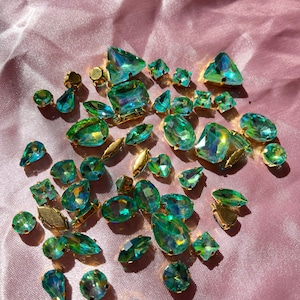 Sea Nymph Gold Claw Setting Bank Vault Gems - Multi-Size Glass Sew-On Rhinestones - 10pcs OR 50pcs - Up to 18mm in Size
