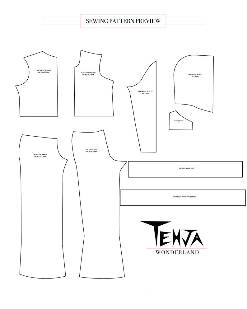 Y2K Tracksuit PDF Digital Sewing Pattern Hoodie Sewing Etsy Nederland