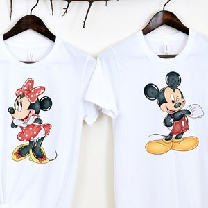 Disney Watercolor Mickey and Minnie Shirt, Disney Couple Shirt, Vintage Mickey Minnie Shirt, Disney Family Vacation, Disney Kids shirt,
