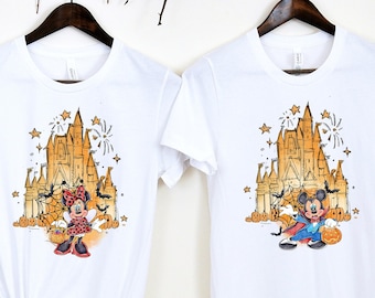 Disney Mickey and Minnie Halloween Castle Shirt, Mickey Minnie Halloween Shirt, Disney Matching Shirts, Disney Trip Shirts, Disneyland Tee