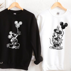 Disney Sketch Mickey Minnie Sweatshirt, Mickey Sketch Hoodie, Minnie Sketch Hoodie, Disney Family Vacation, Disney Kids Disneyworld Gift.