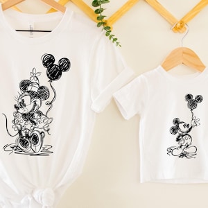 Disney Skizze Micky Minnie Shirt, Mickey Skizze Shirt, Minnie Skizze Shirt, Disney Familien Urlaub Shirt, Disney Kinder Disneyworld Geschenk.