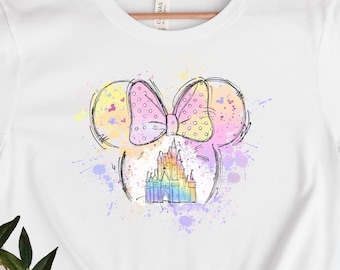 Camiseta con el castillo de Minnie Mouse en acuarela: Disneyworld Tee