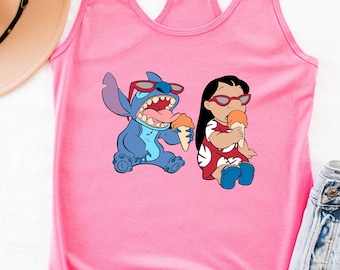 Point personnalisé & débardeur Lilo Disney Mode, débardeur vacances Disney, débardeur couple assorti, débardeur voyage Disney