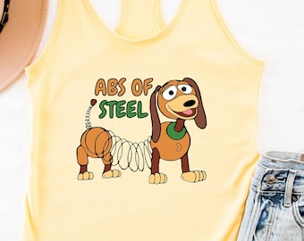 ABS Of Steel Slinky Dog Tank Top, Toy Story Funny Tank, Great Disney Gift Ideas Men Women, Toy Story Slinky Dog Tank, Funny Disney Tank Top.