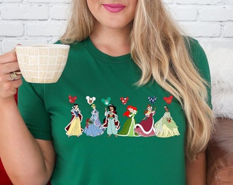 Camisa de Navidad de princesa de Disney, camisa de globo de Navidad de princesa de Disney, camisa de Navidad de princesa, camisa de princesa de Navidad, Navidad de Disney Te